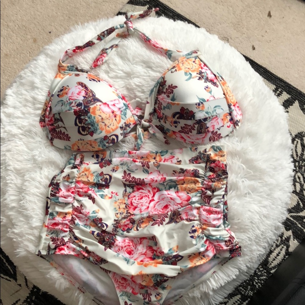 Floral high waisted bikini